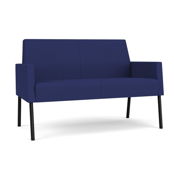 Lesro Mystic Lounge Reception Loveseat, Black, OH Cobalt Upholstery ML1501 - main